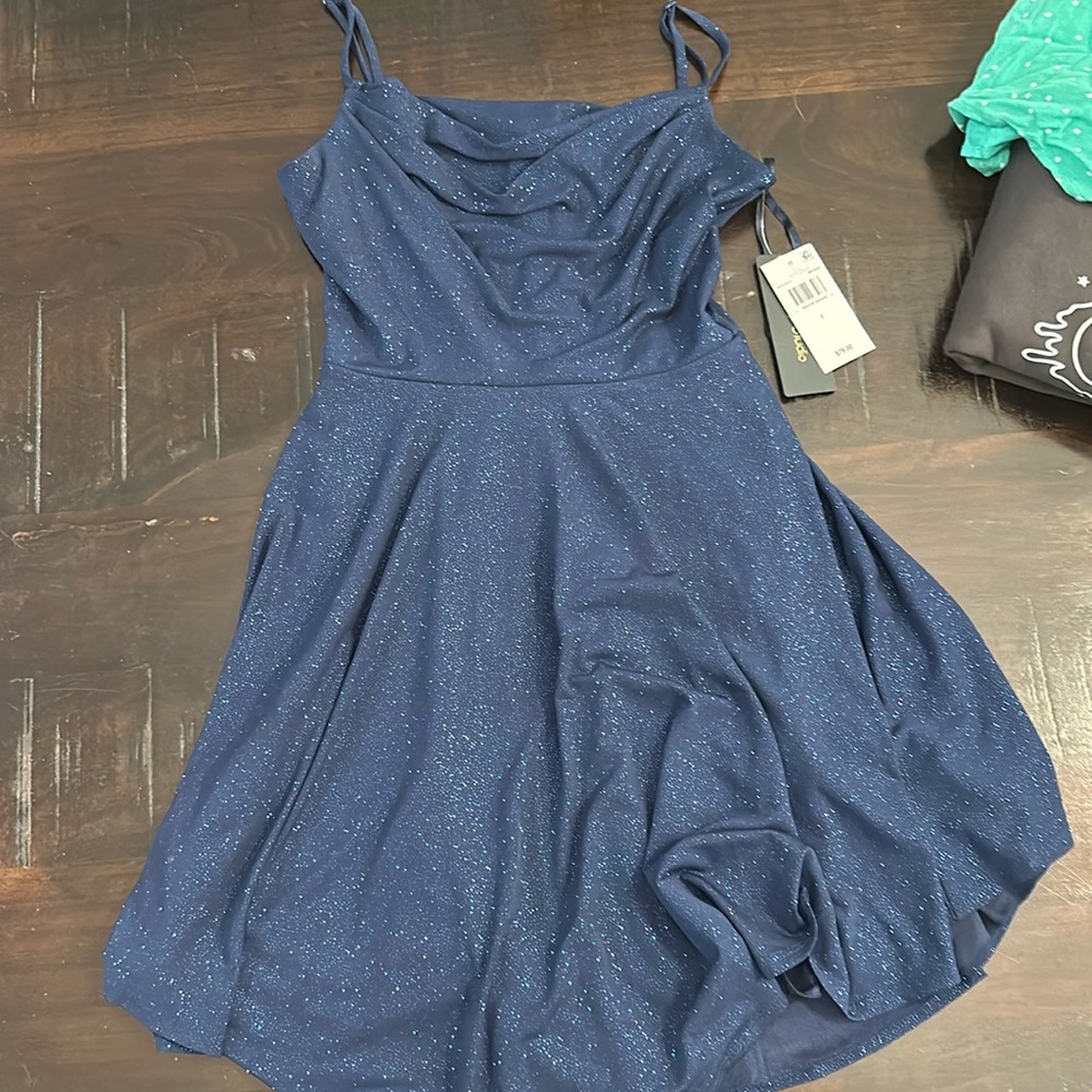 Juniors blue formal dress